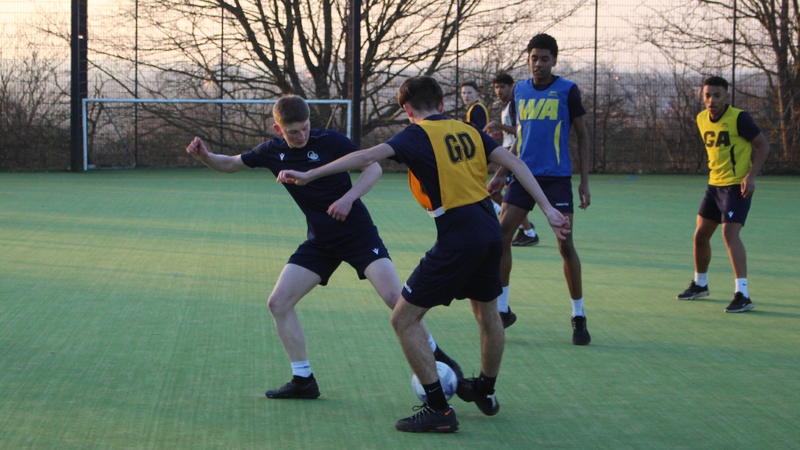 Students playing football