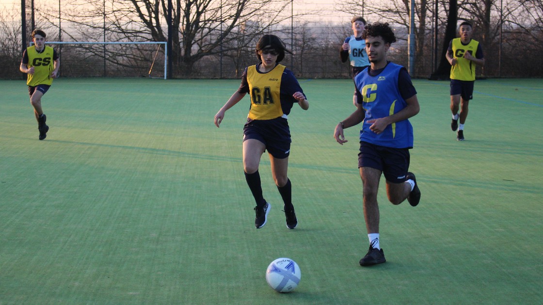 Students playing football