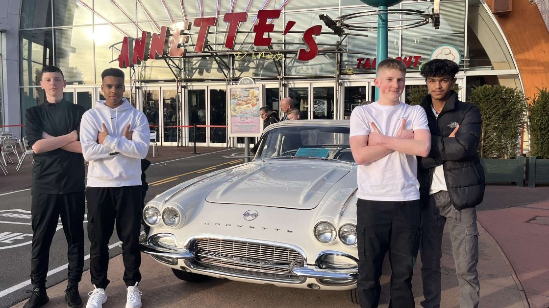 Year 11 boys enjoying Disney Village