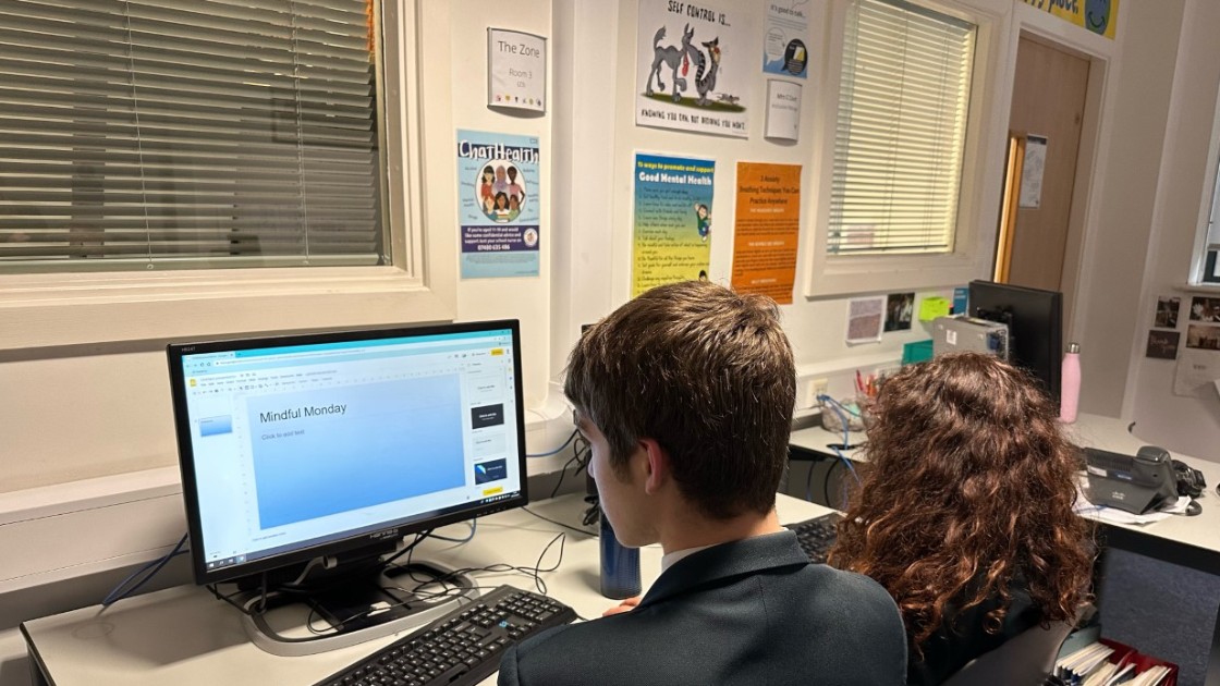 Brayden and Sharni hard at work on Mindful Monday strategies