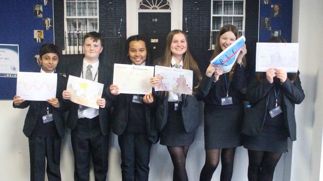 Year 7 students showcase their 'Religious Rollercoasters'