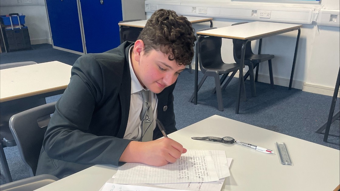 A Year 11 working hard improving the higher level skills