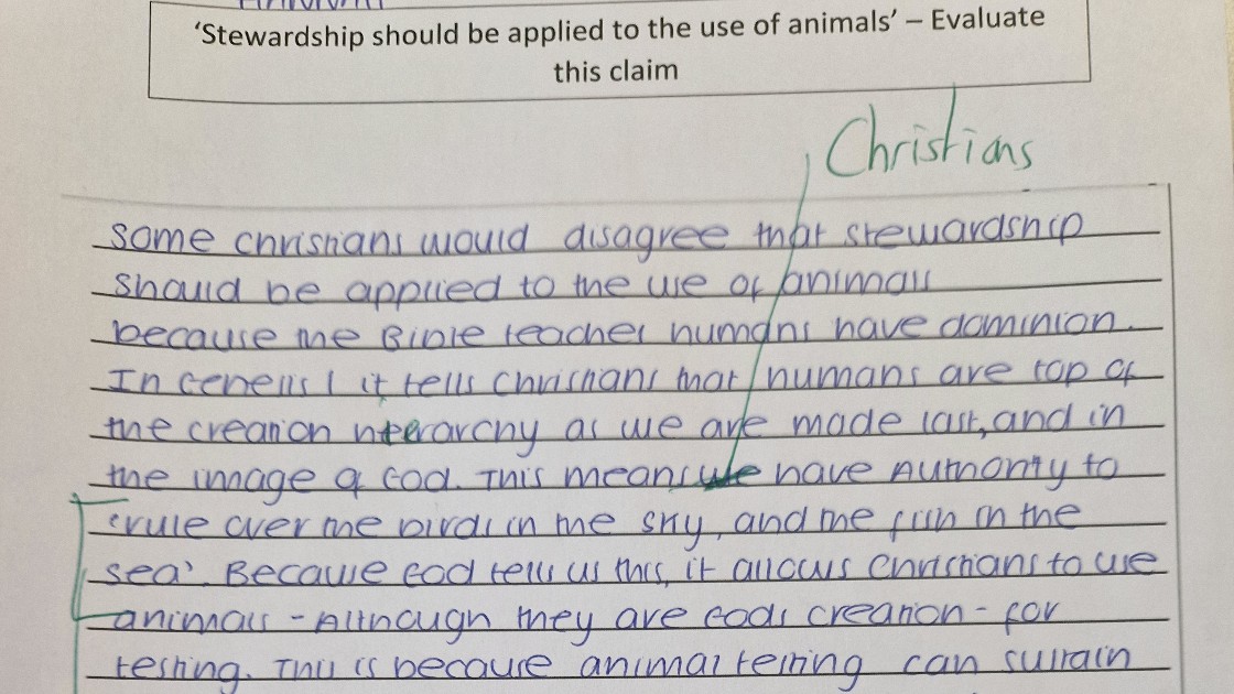An example of a level 8 evaluative paragraph