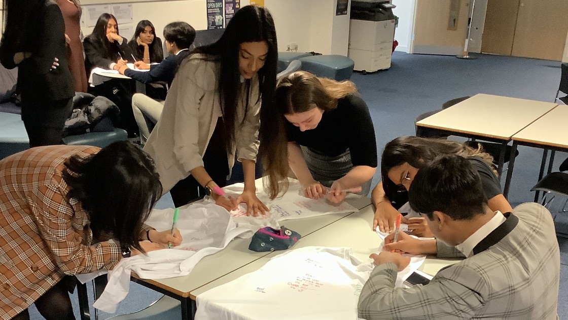 Year 13 spent the morning signing shirts and leavers books