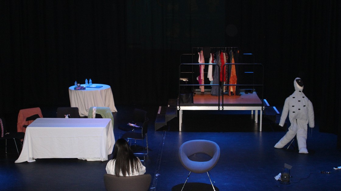 The stage layout for the devised performance.