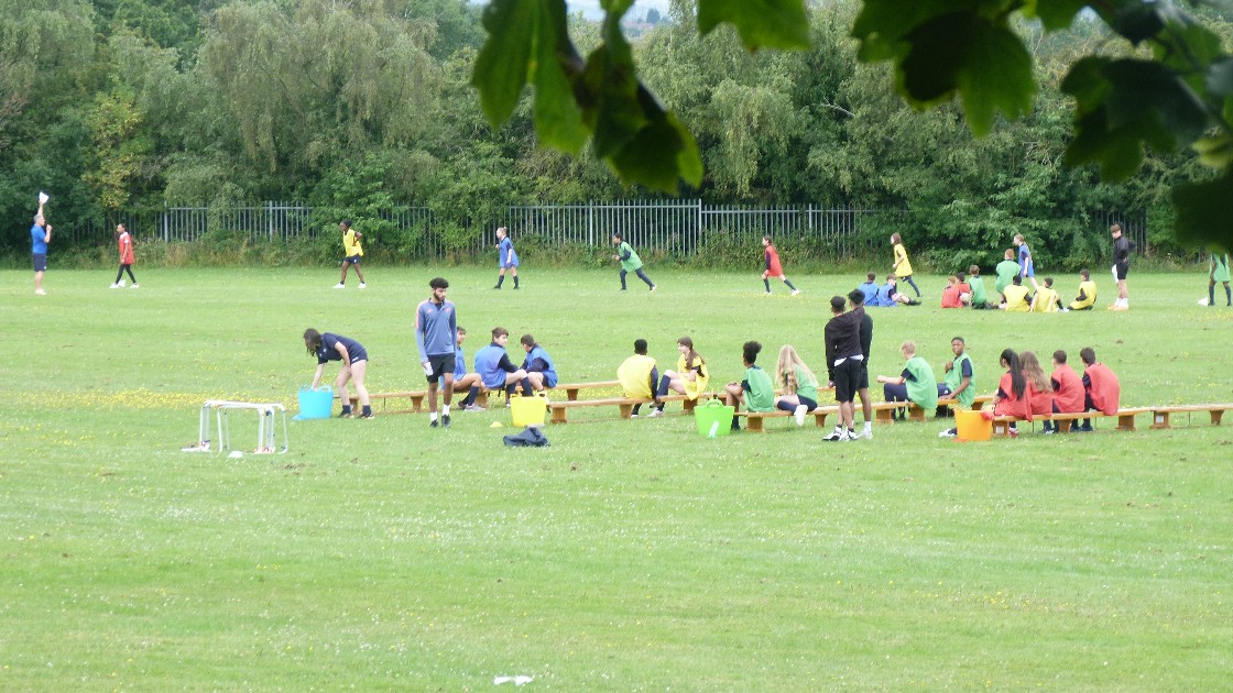 Students preparing for their events as the relay took place.