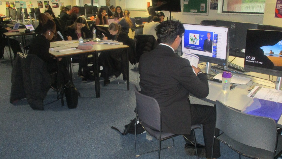 Students using the computers in the study room.