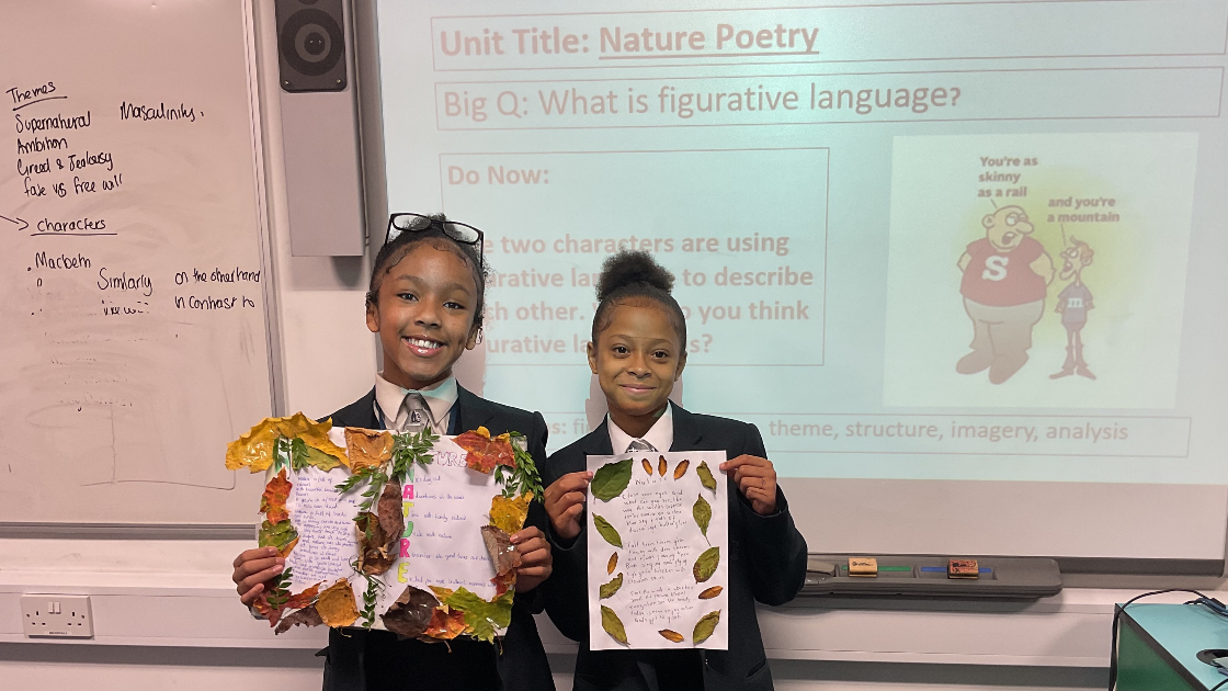 Image of students holding up their work