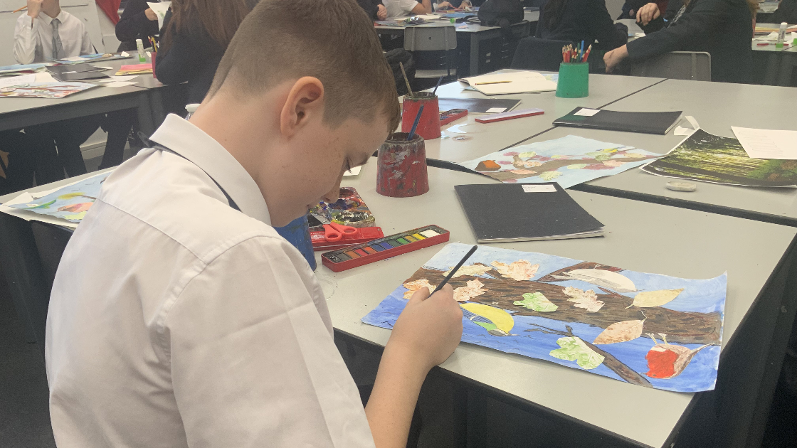 Student painting picture