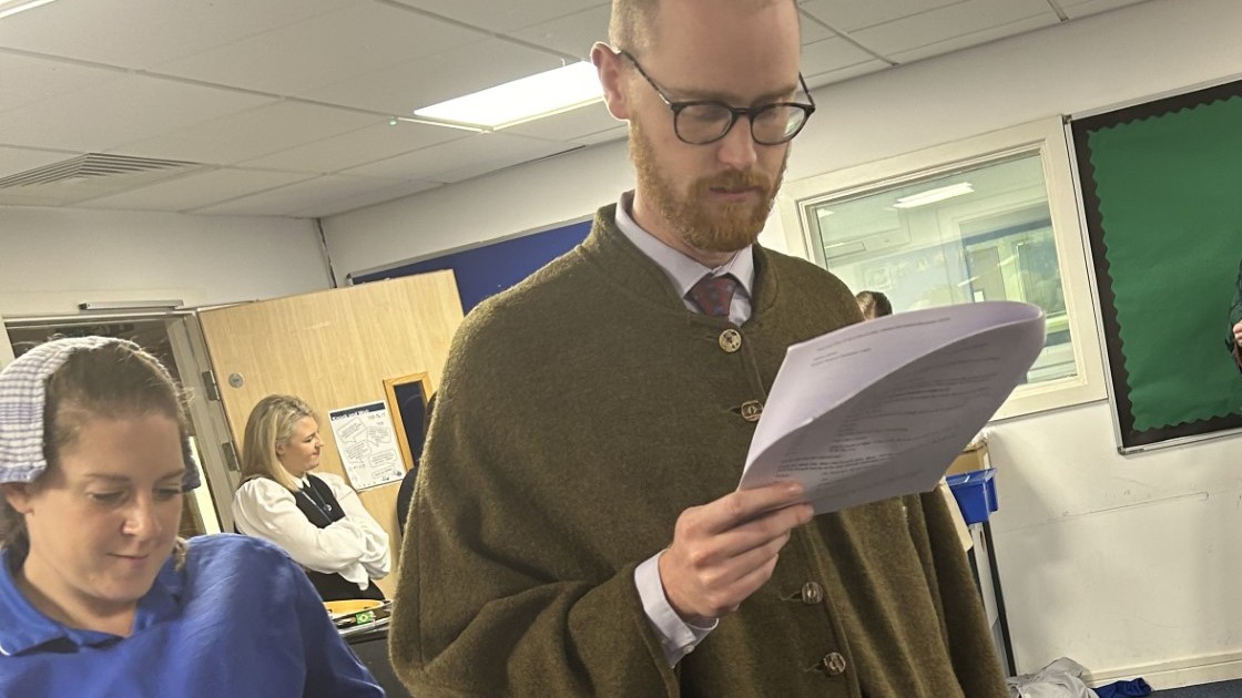 Mrs Ward and Mr Mills hard at work in rehearsals