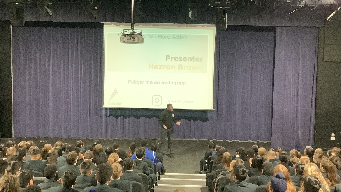 Hezron inspires students with his talks.