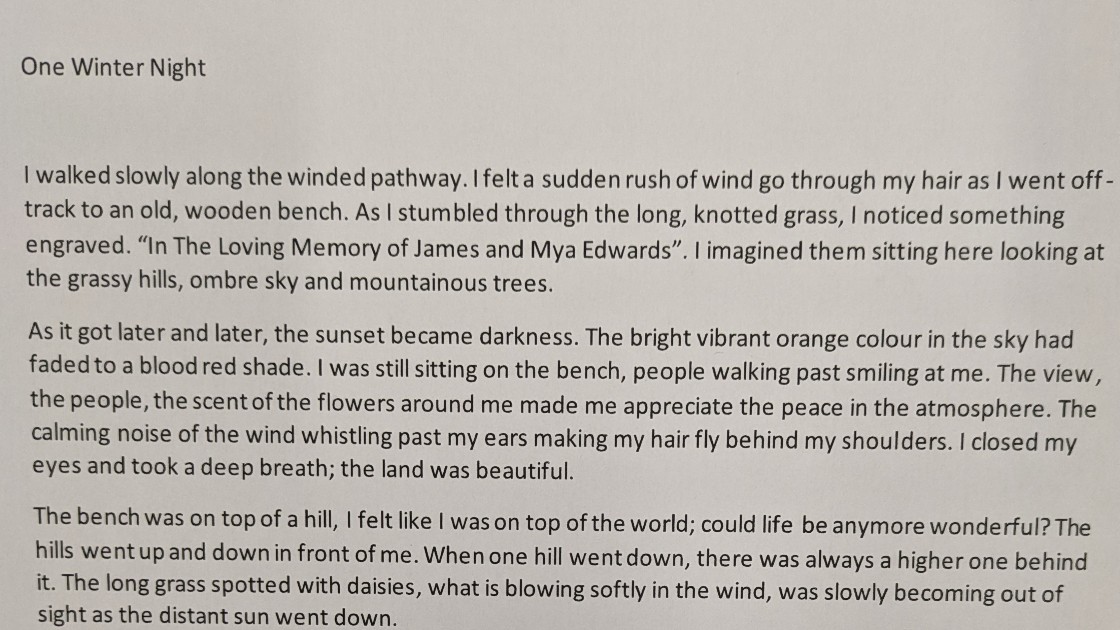 First 3 paragraphs of short story.