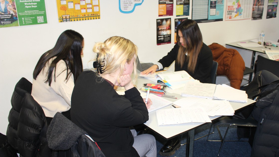 Year 12 students completing work in the study room.