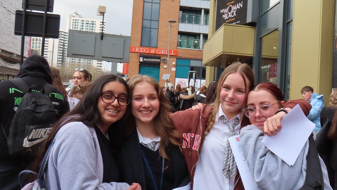 Students outside the Theatre.