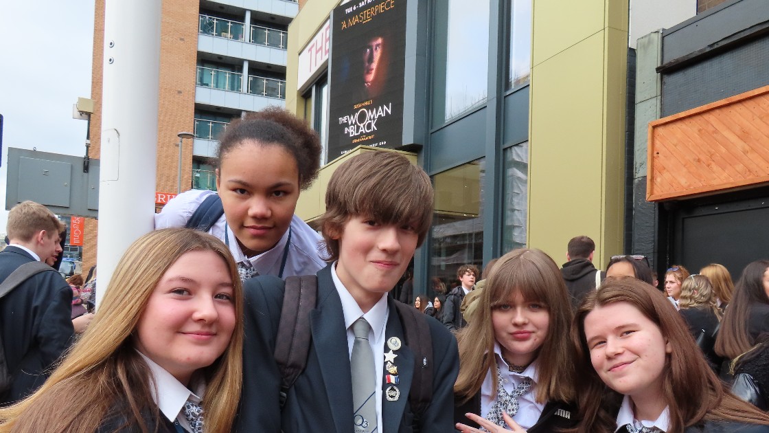 Students outside the Theatre.
