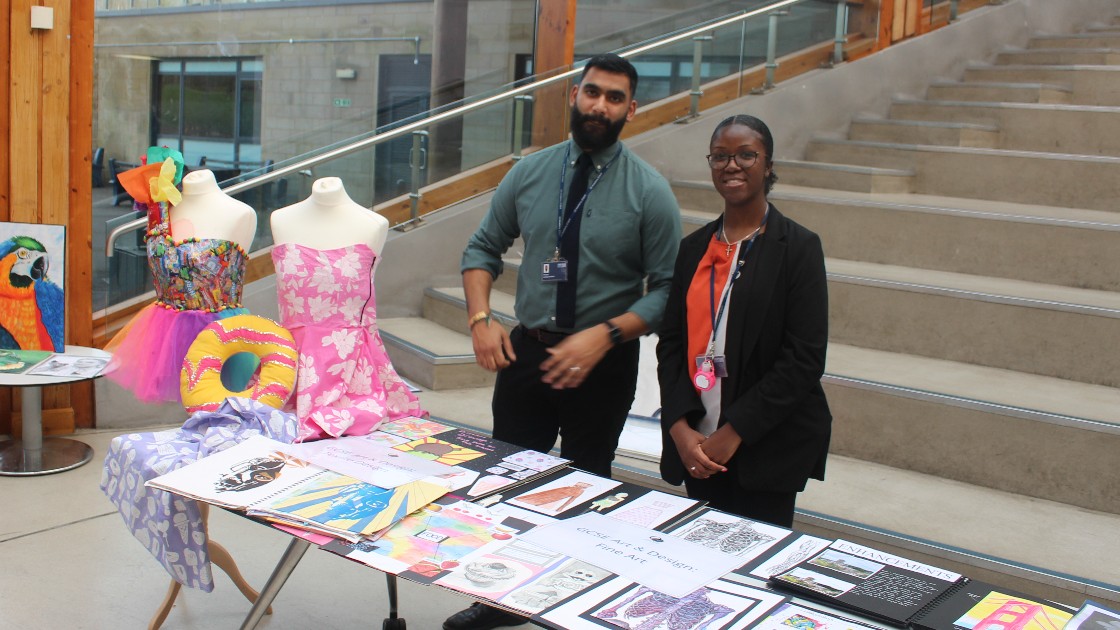 The Art and Photography stand, ready for Open Evening.
