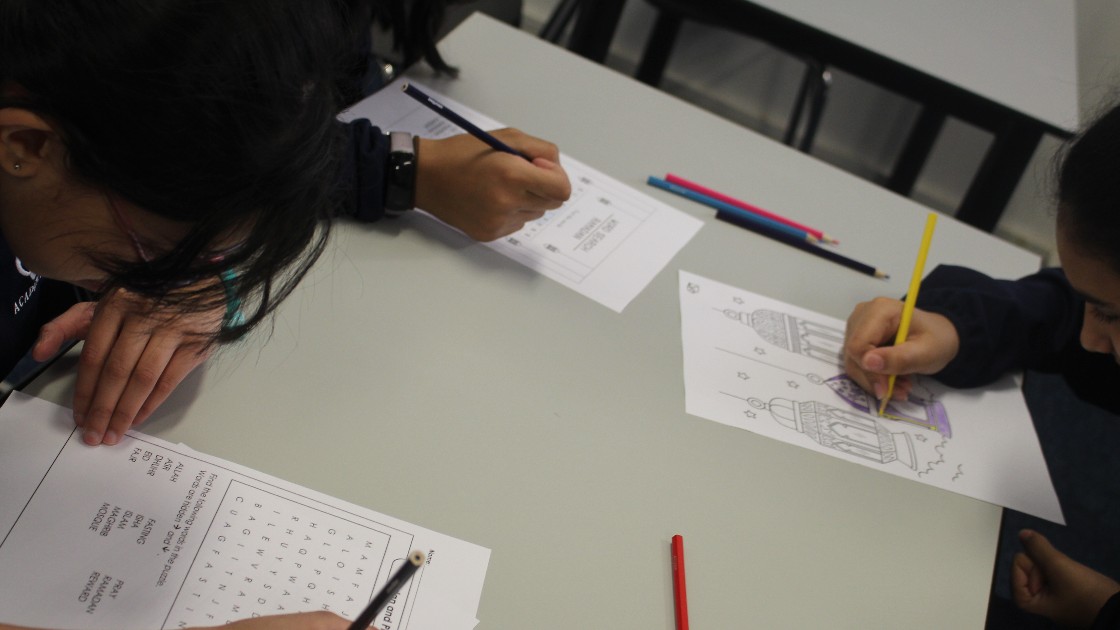 Students completing activities as they fast for Ramadan