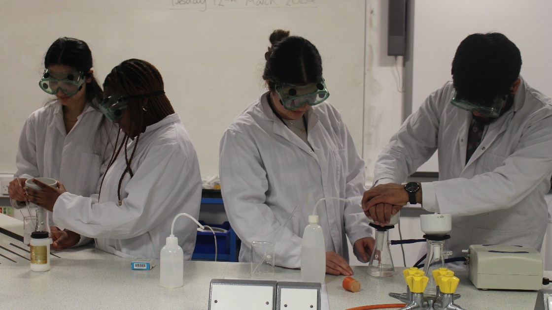 Year 13 chemists producing aspirin.