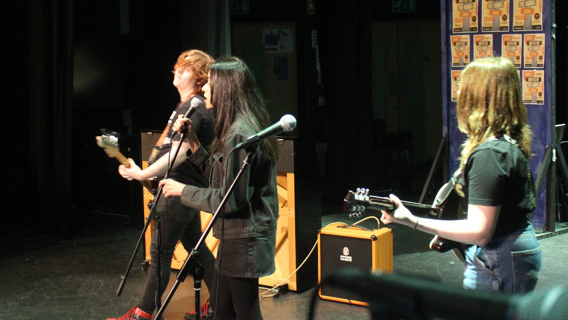 A band performs.
