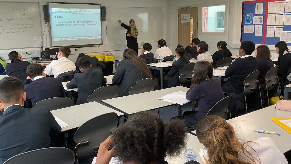 Students looking at the whiteboard