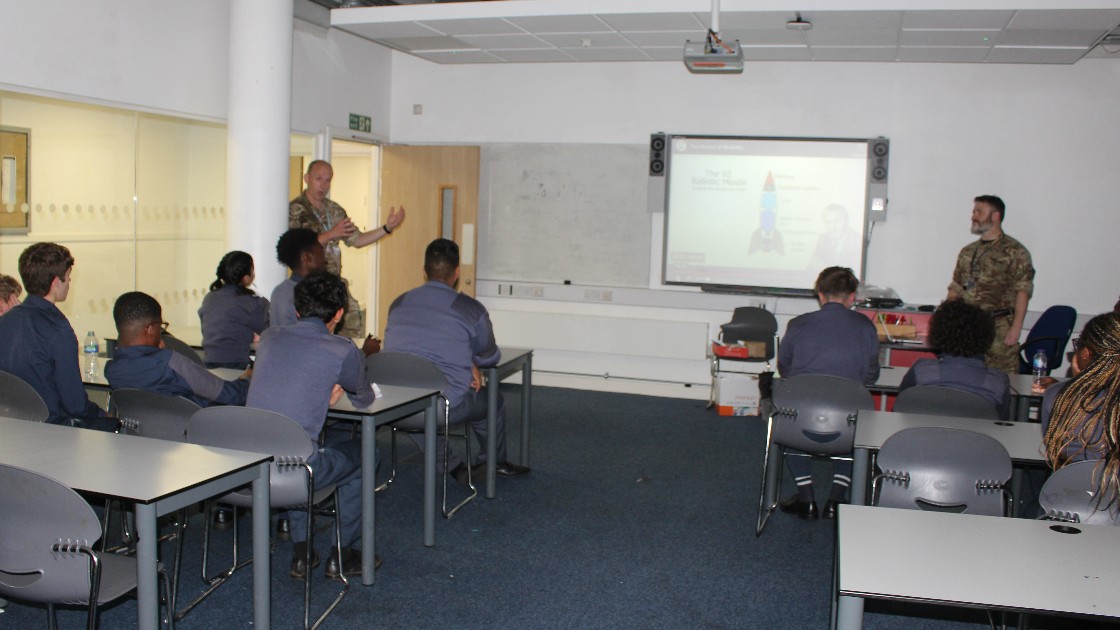 Fg.Off. Burlace explains how liquid fuel rocket engines work