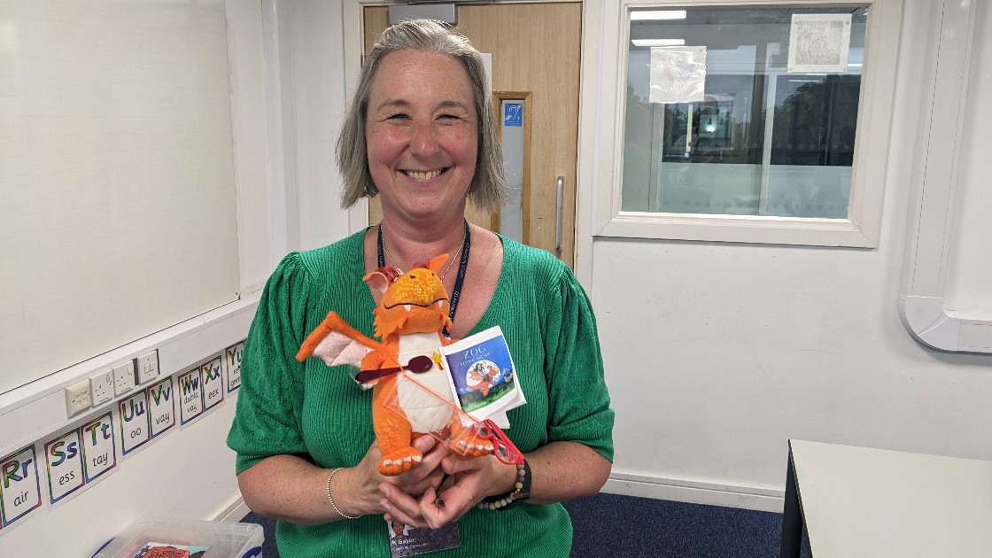 Mrs Sayer celebrates with Zog