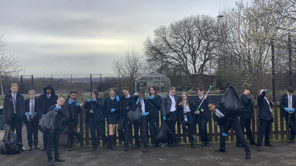 Students after litter picking around the Academy