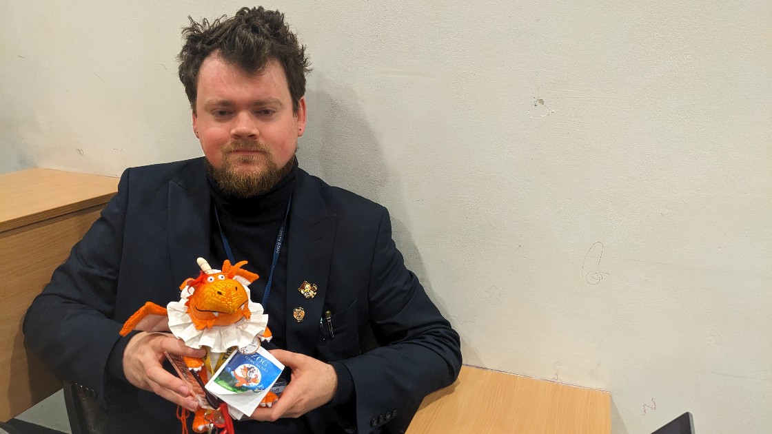 Mr Moore poses with Zog