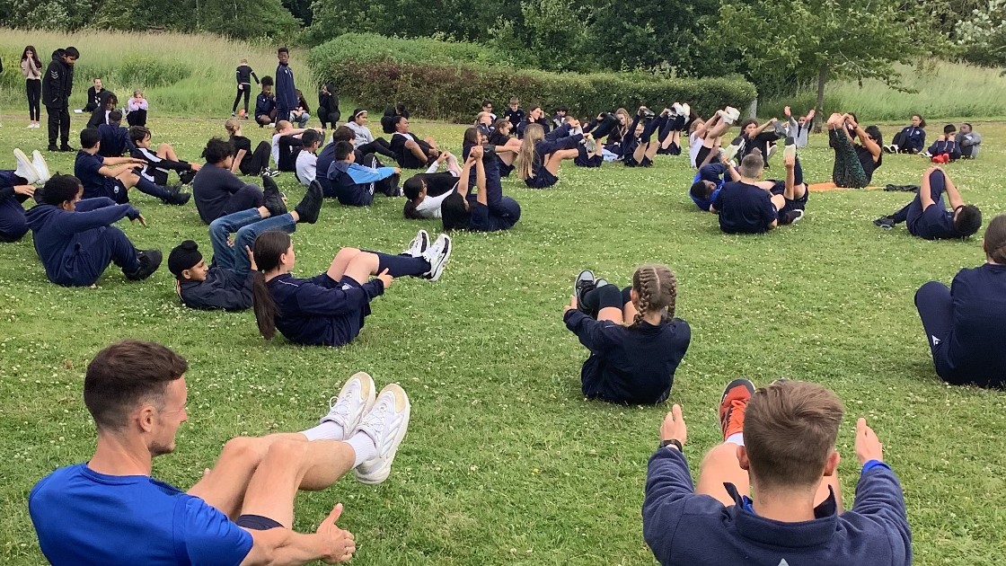 Students participating in Yoga