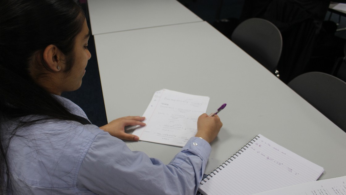 One of our year 12 students reviewing their mock exams