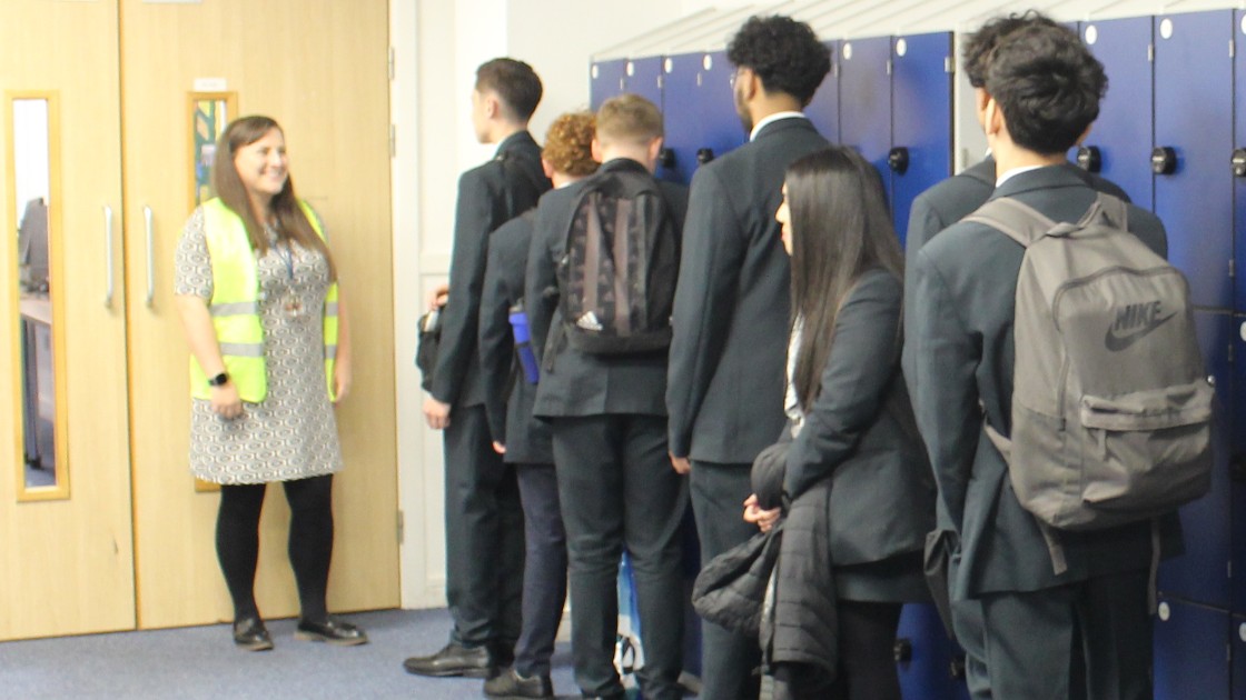 Students on time and ready to enter the classroom