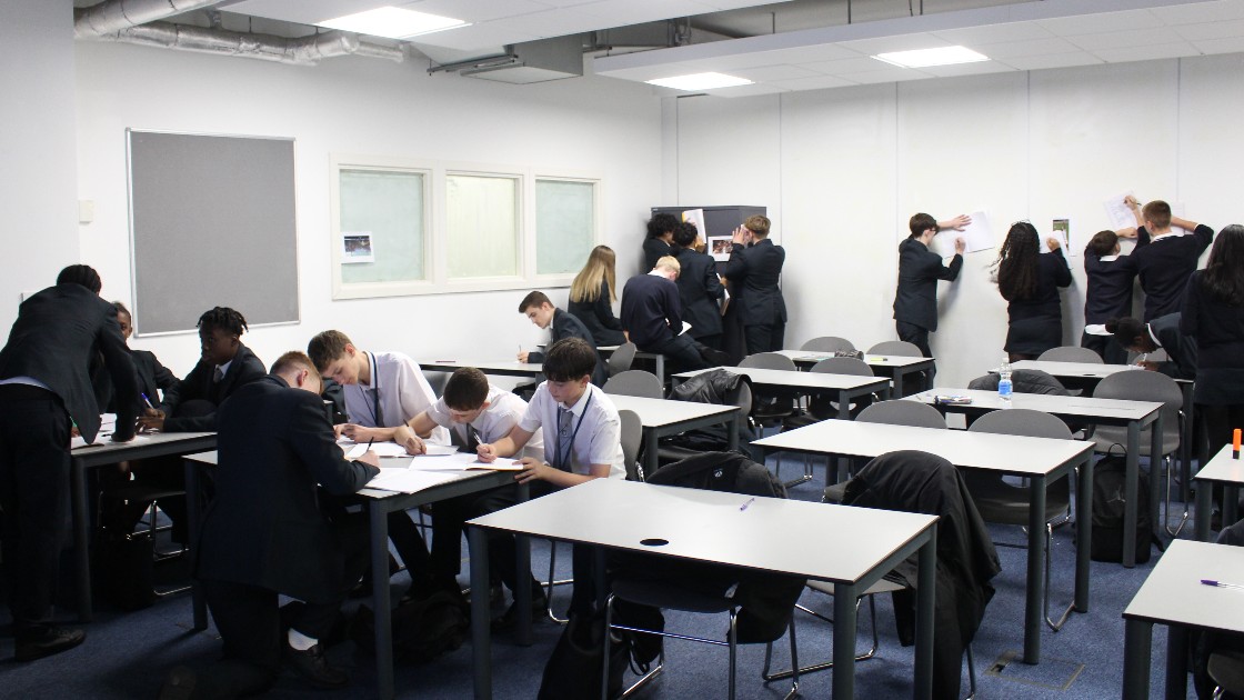 Students using their knowledge of the information processing model to analyse how sporting actions are performed.