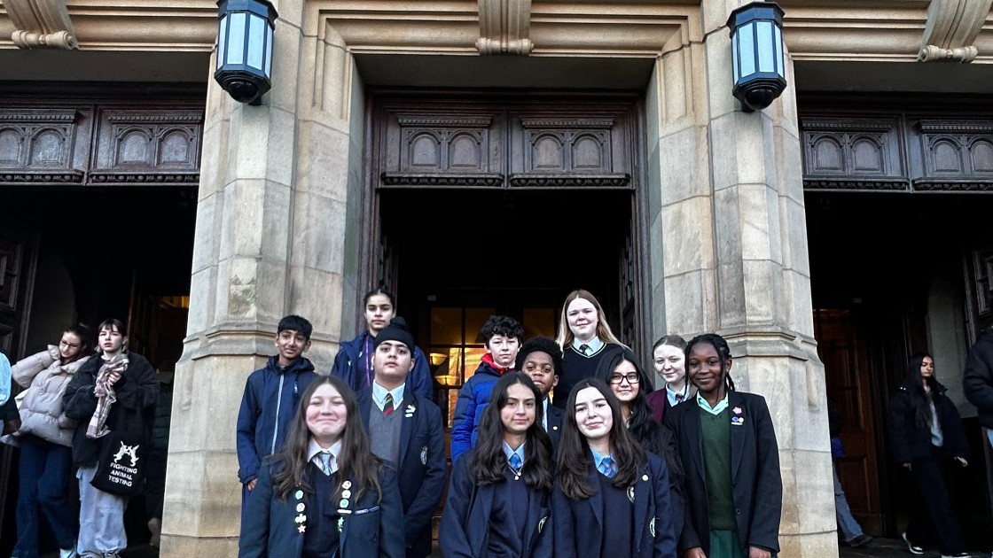 In front of the Great Hall at the University of Birmingham