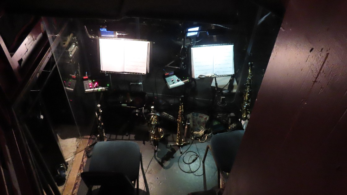 Student view into the orchestra pit.