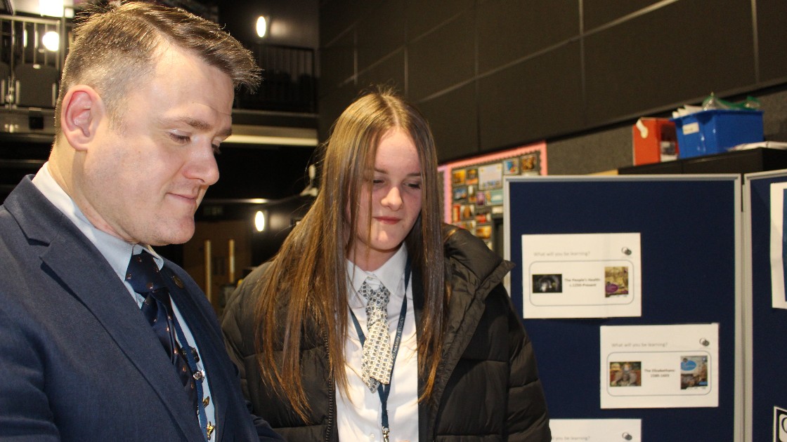 Mr Strachan shows what students will study in GCSE History