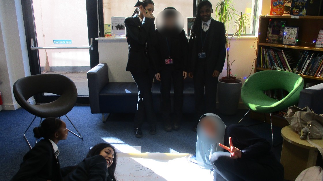 Enjoying the book activities on offer.