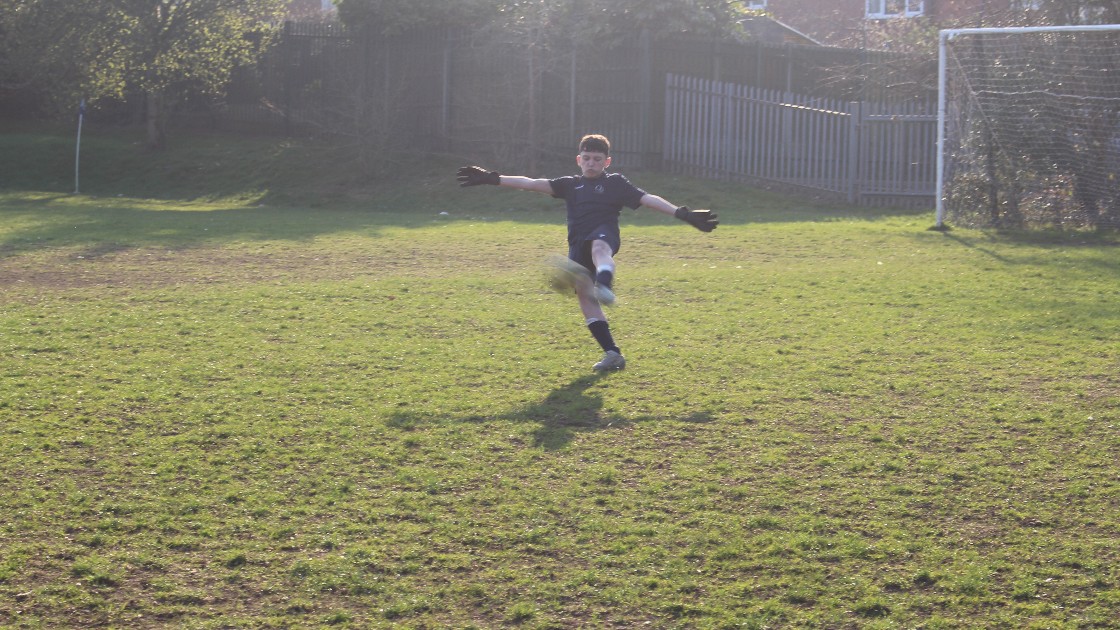 Bobby taking a kick from his 18 yard box.