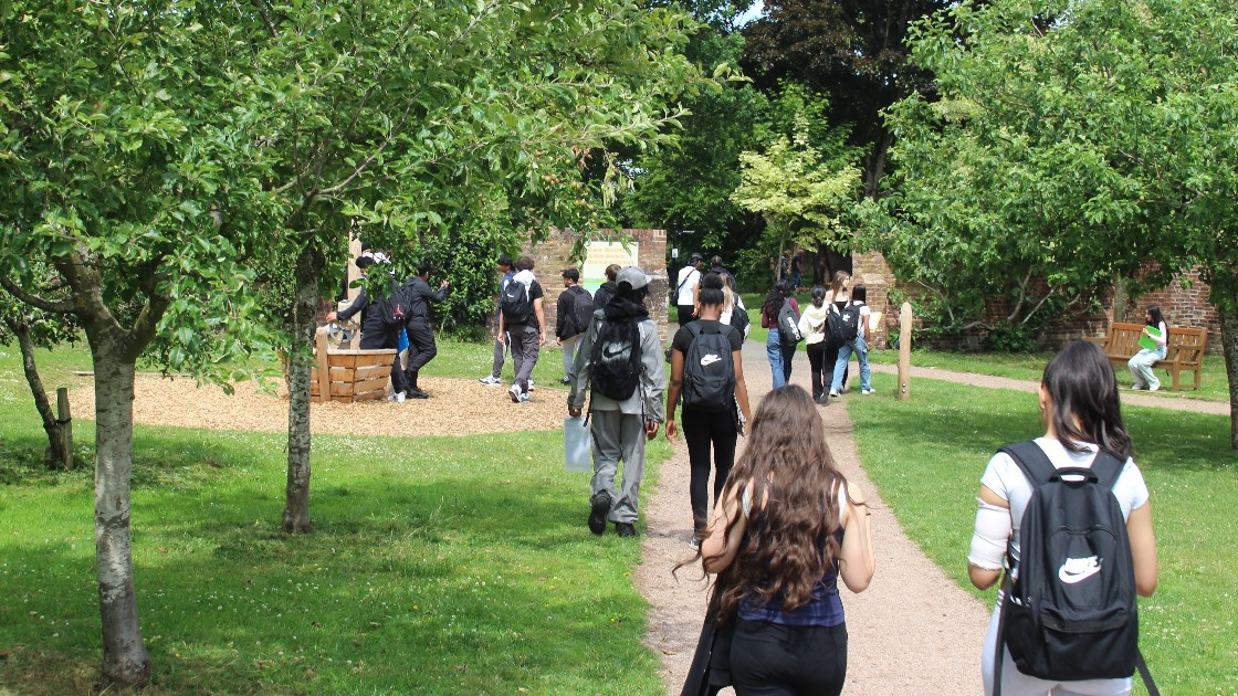 Students completing their environmental audit in Jubilee Gardens