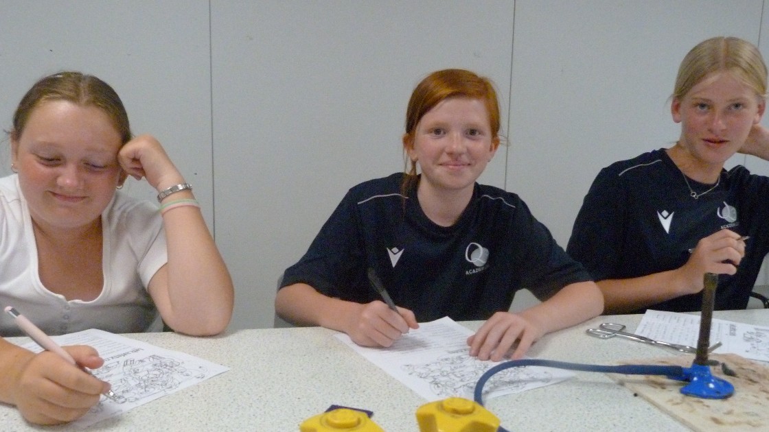 Budding scientists writing up their results.